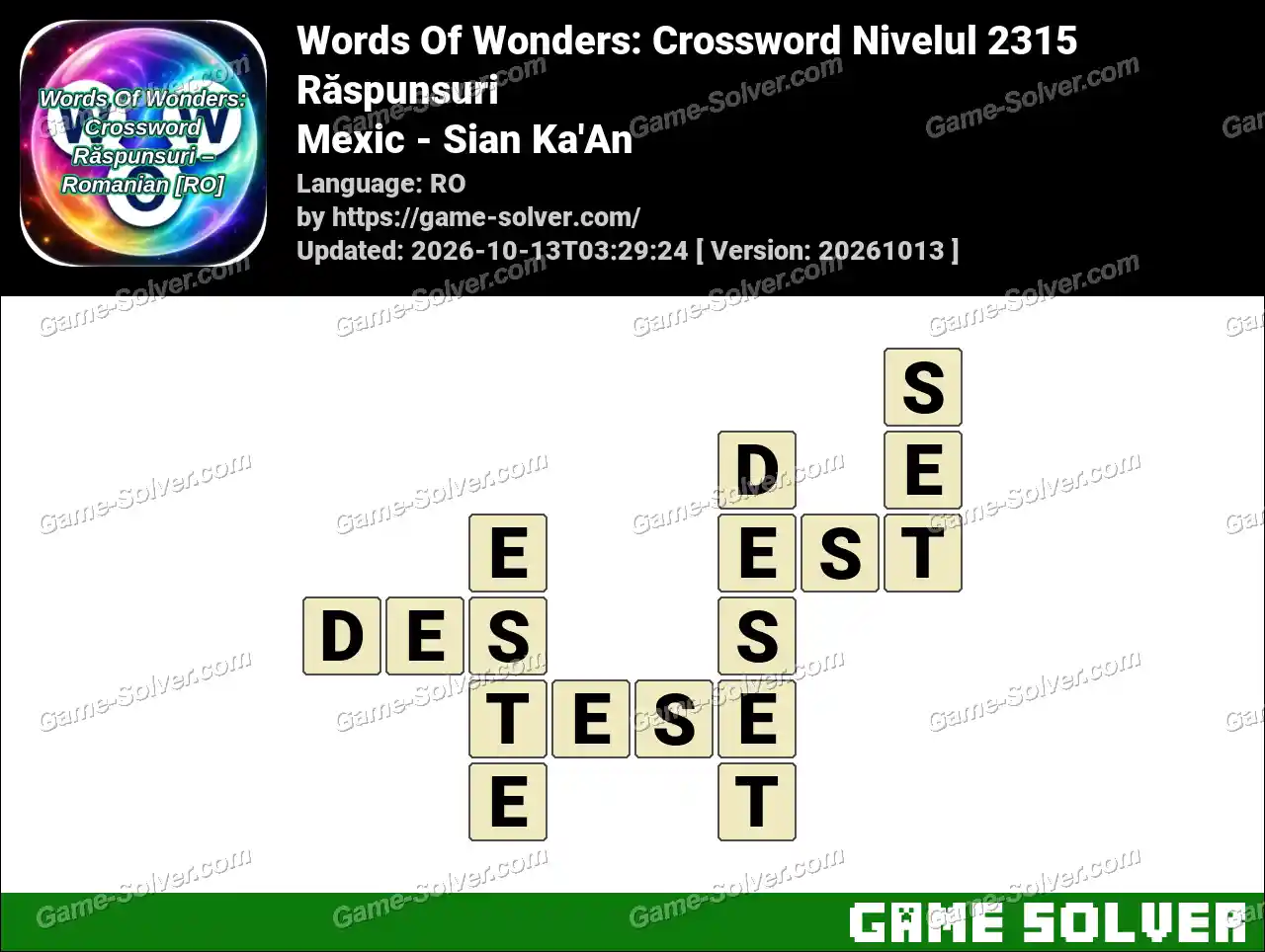 Words Of Wonders: Crossword Nivelul 2315 Răspunsuri – Mexic – Sian Ka’An